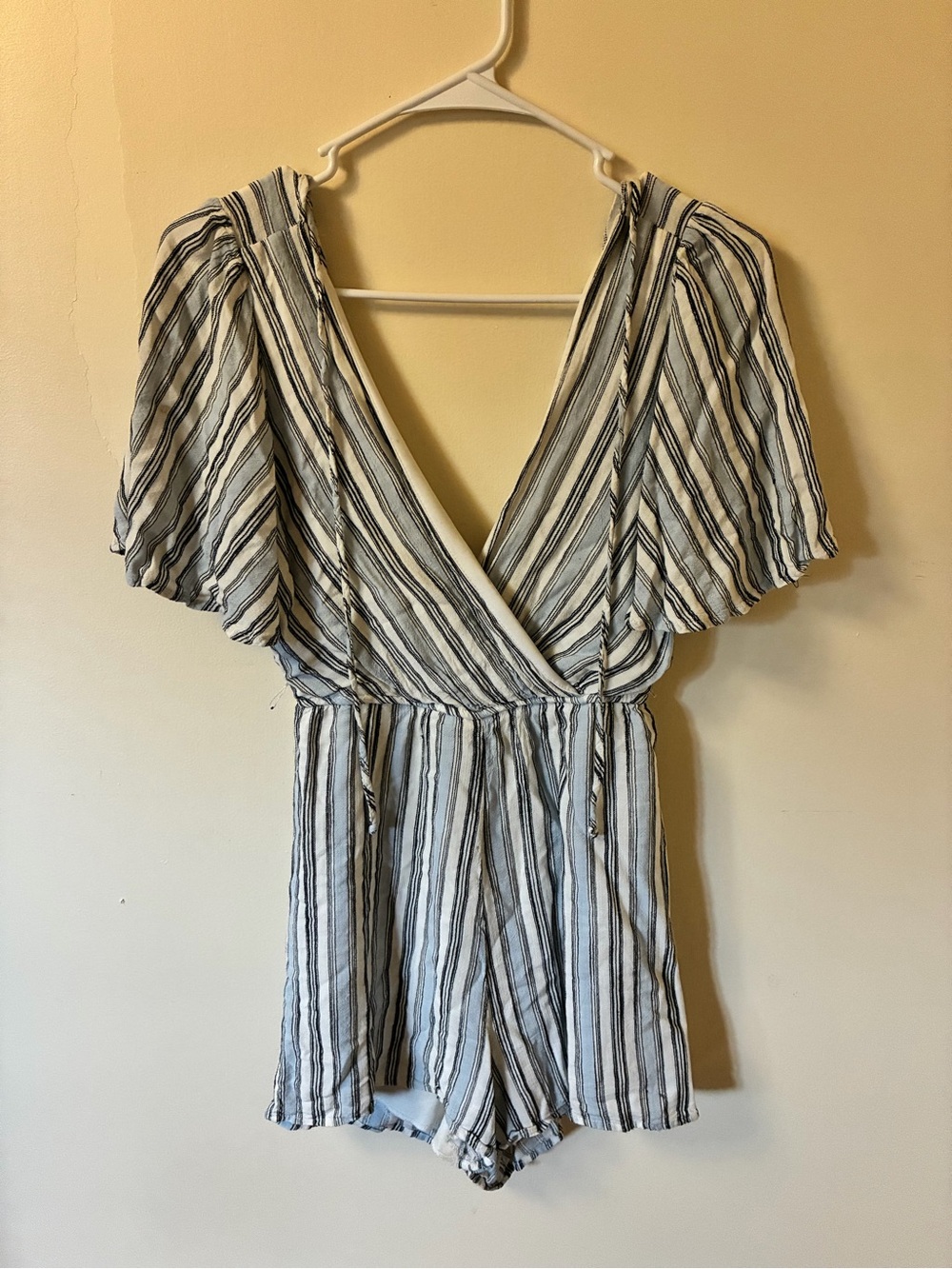 Striped White and Black womens One-Piece Romper